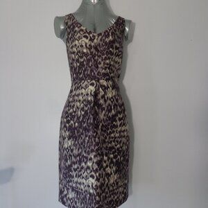 J.Crew Women's Leopard Print V Neck Wool & Silk Full Lined Dress Size 12
